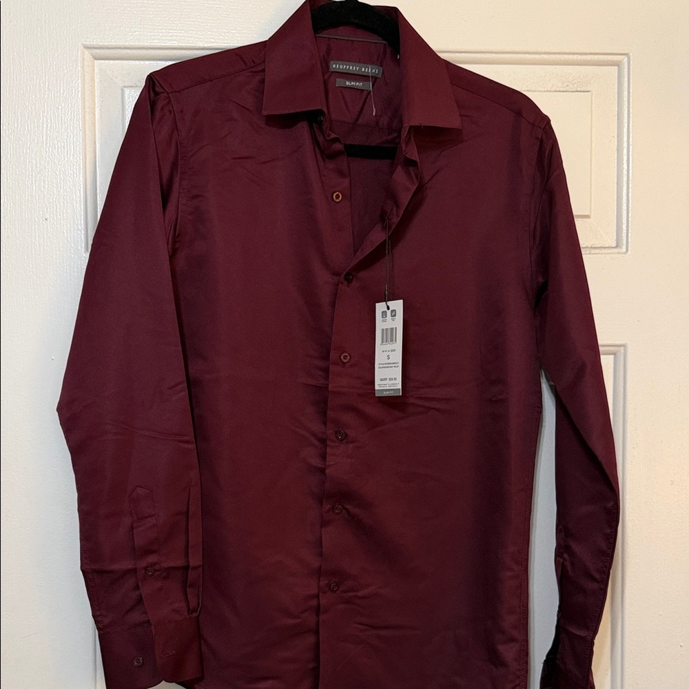 Geoffrey Beene Burgundy Slim Fit Shirt